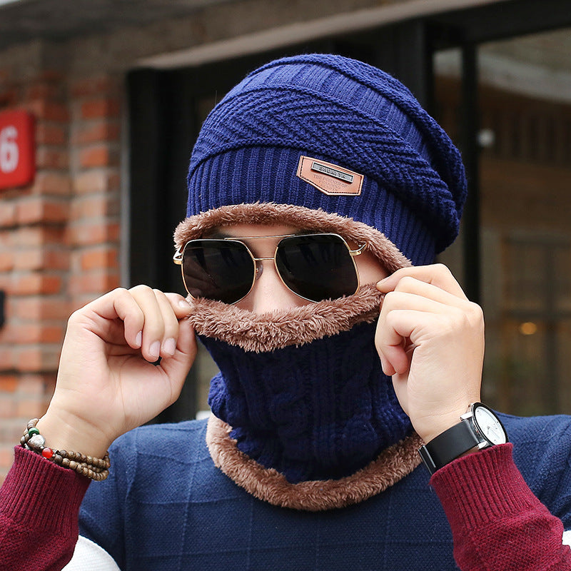 Top It Off In Style: Knitted Wool Beanie & Neck Bib Set