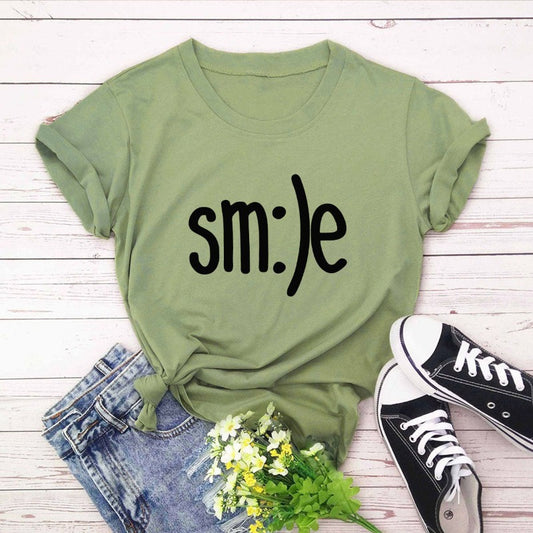 Smile Bright: Printed Comfy Cotton T-Shirt In 12 Colors