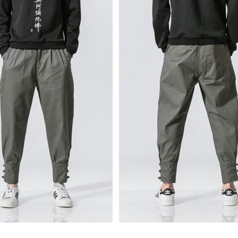 Unconventional Cool: Mouth Buckle Casual Pants