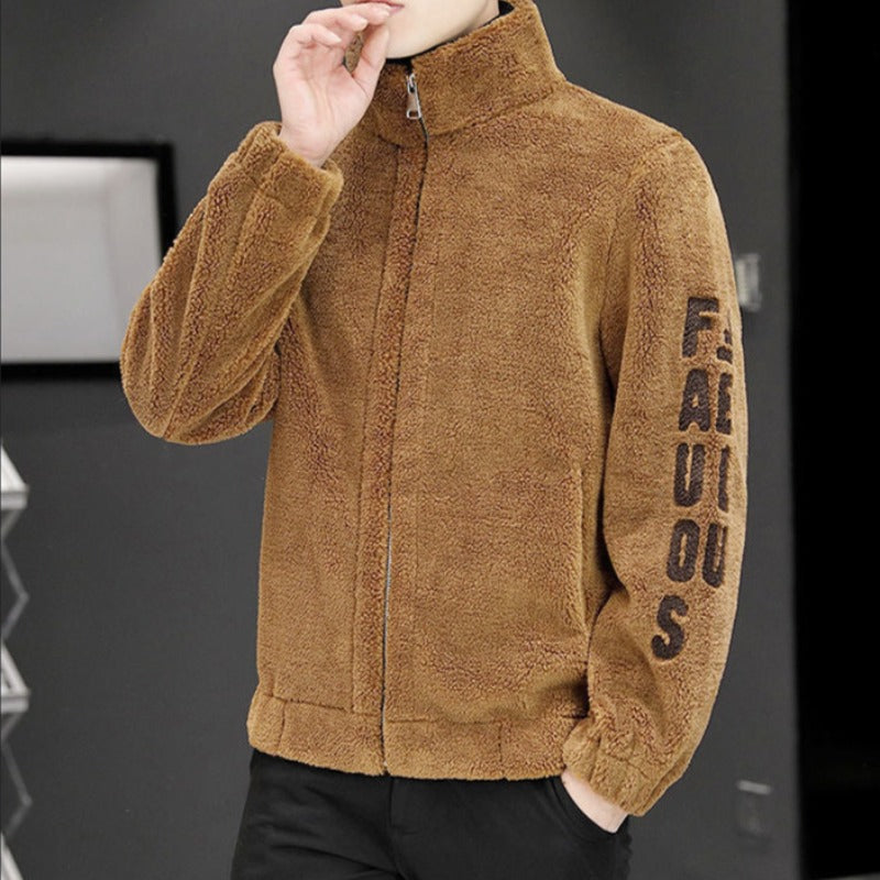 Cashmere Comfort With Furry Flair Men's Jacket