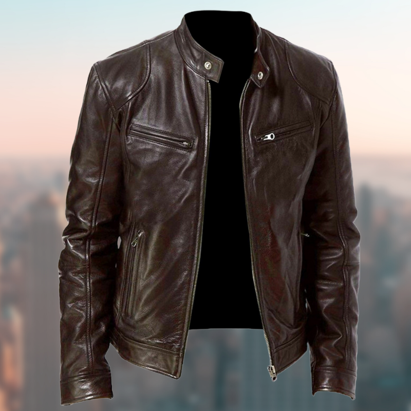 City-Slicker Style: Warm Leather Jacket With Edgy Details