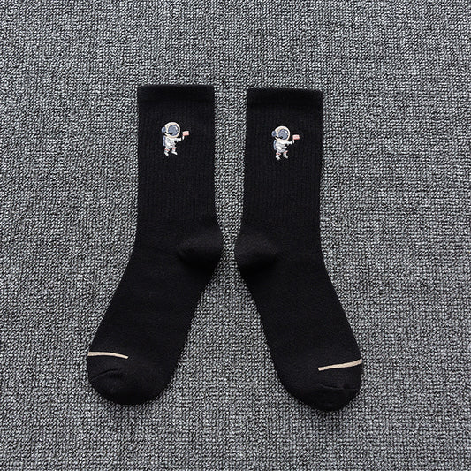 Embroidered Cotton Astronaut Socks