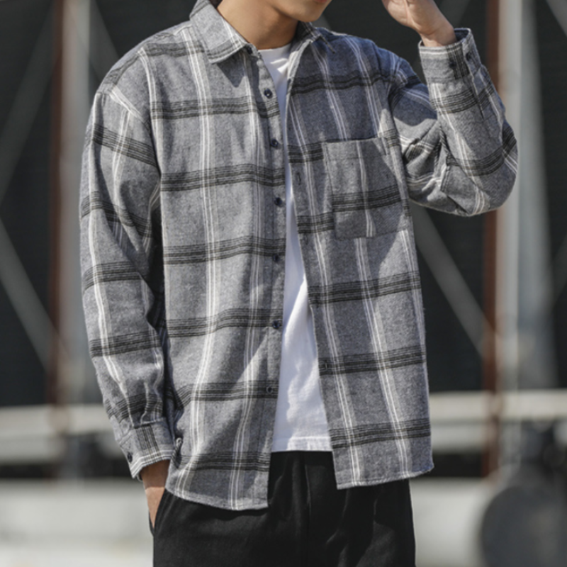 Effortless Style: Own The Plaid Trend In Black, Gray, Or Navy Shirt