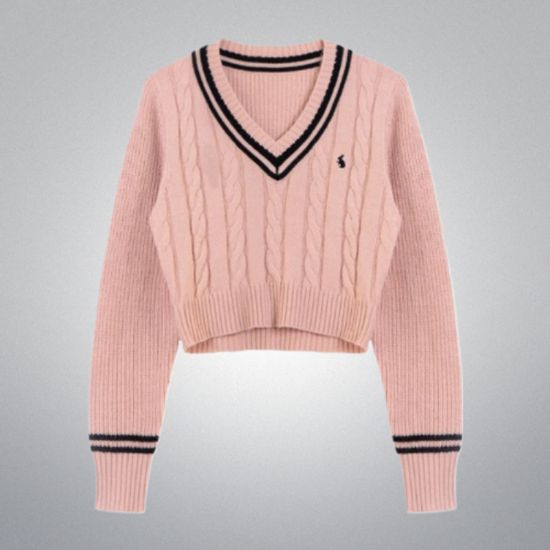 Own the Y2K Look: V-Neck Cropped Knit Sweater