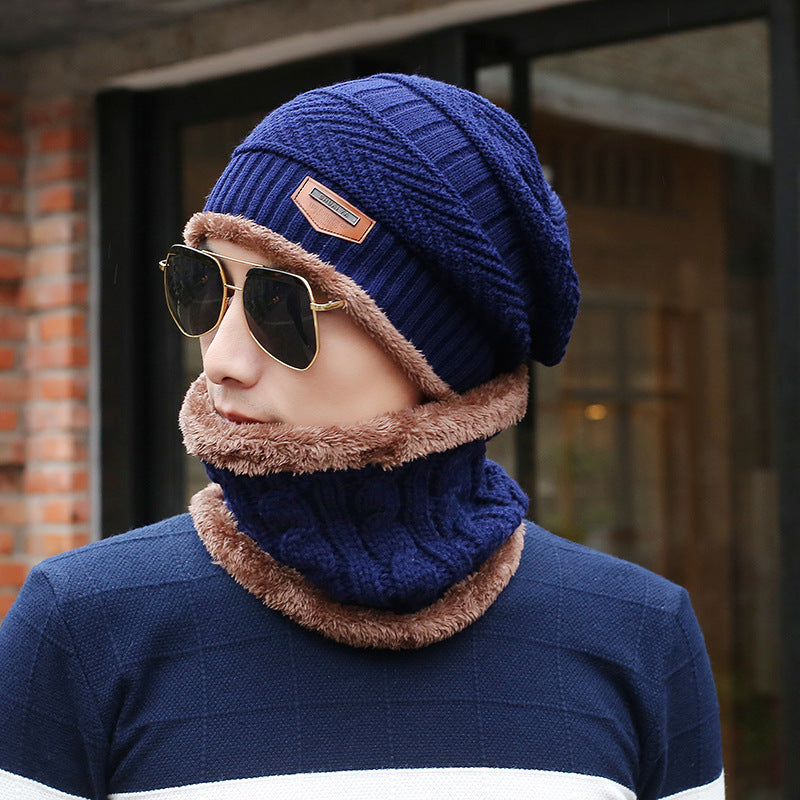 Top It Off In Style: Knitted Wool Beanie & Neck Bib Set