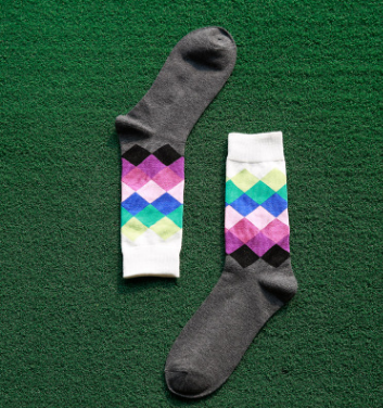 Colorful Comfort: Diamond Pattern, Cotton Socks