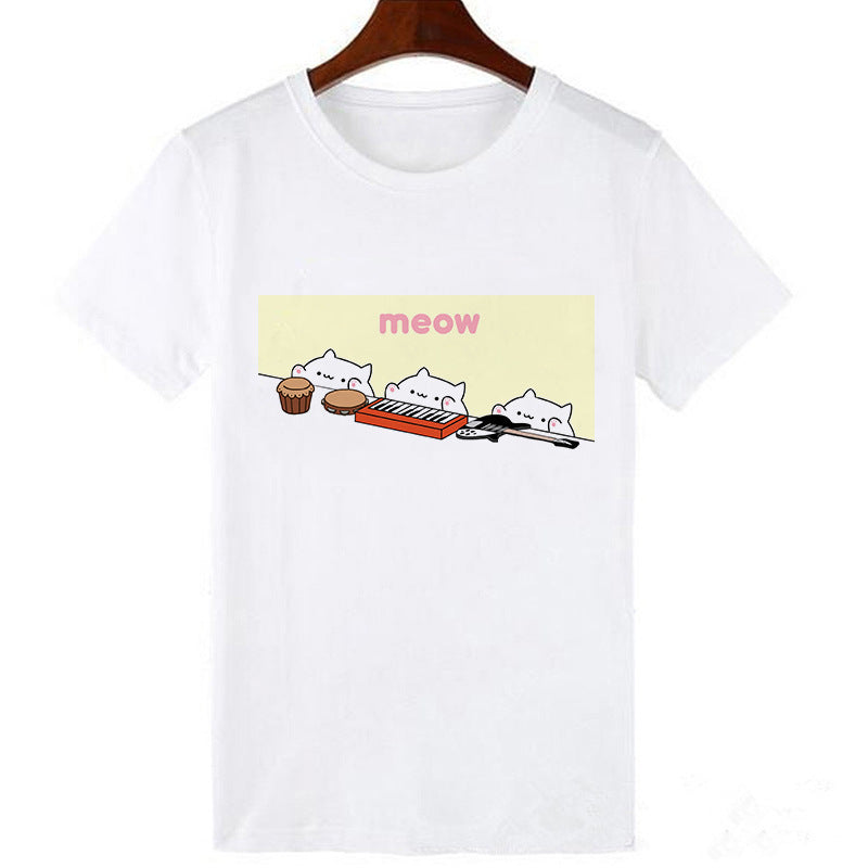 Meow-ve Over Basic: Modal Cat Print T-Shirt