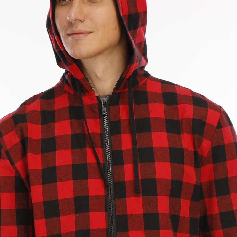 Chill Like A Lumberjack: Flannel Check Hooded Onesie