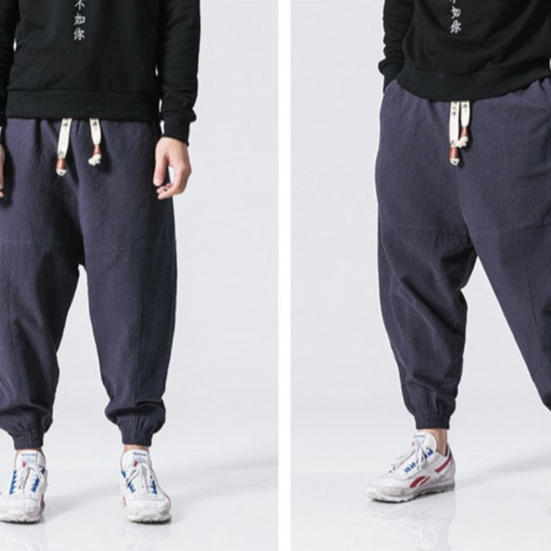 Freedom Flows: Breezy Linen Drop-Crotch Harem Pants