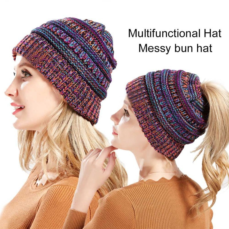 Ponytail Perfection: Cozy Knit Beanie