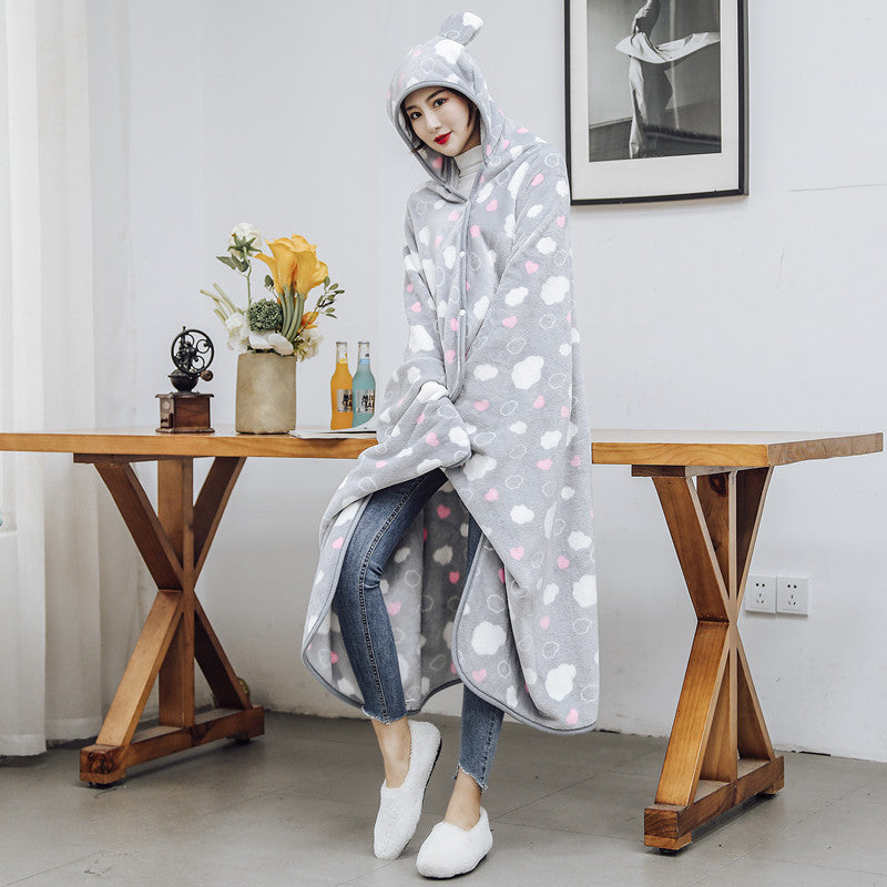 Cozy Comfort On the Go: The Oversized Flannel Wearable Blanket Shawl