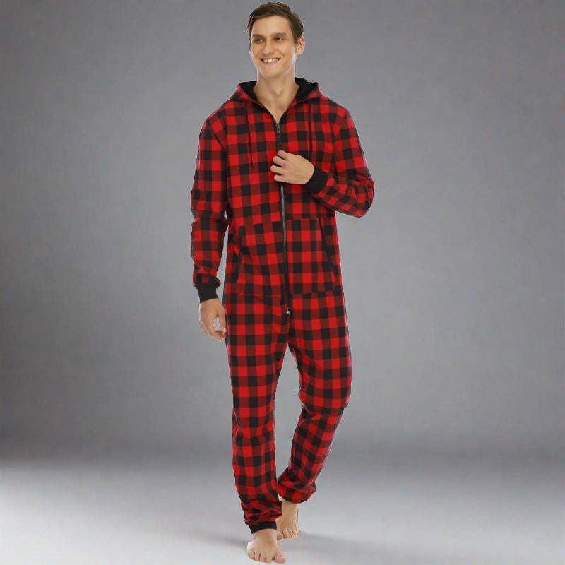 Chill Like A Lumberjack: Flannel Check Hooded Onesie