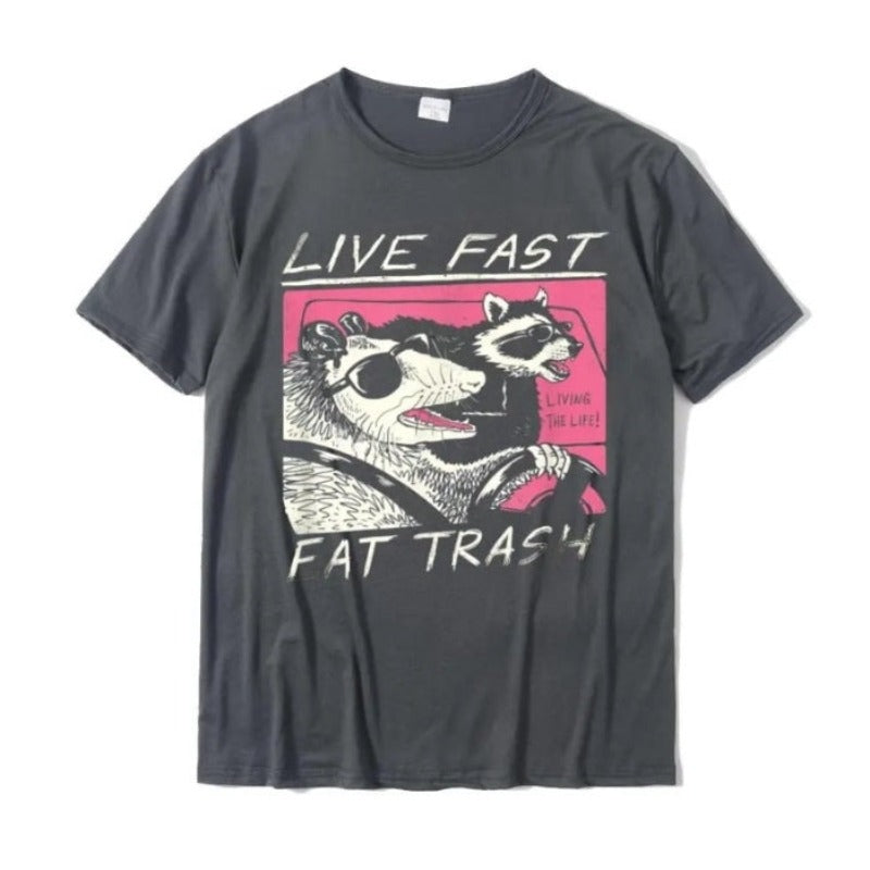 "Live Fast! Eat Trash!" Graphic T-Shirt With Soft Cotton Blend