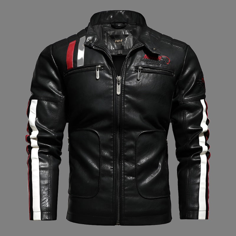 Own The Night & Command Attention: Embroidered Slim-Fit Leather Jacket