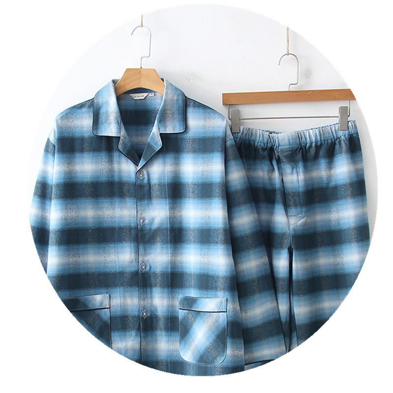 Cozy Comfort Craze: Heavy Brushed Pajamas (Greenish Blue Grid)