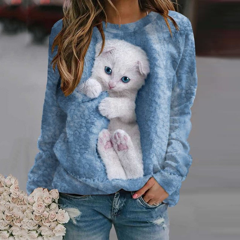 Cuddle Up Cute: 3D Kitten & Puppy Women's Sweater