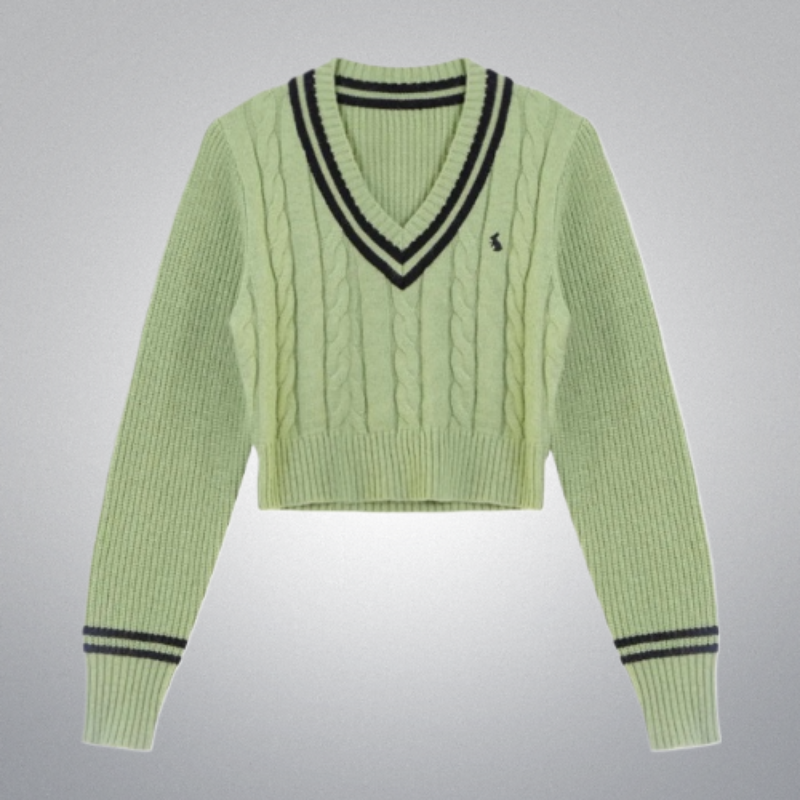 Own the Y2K Look: V-Neck Cropped Knit Sweater