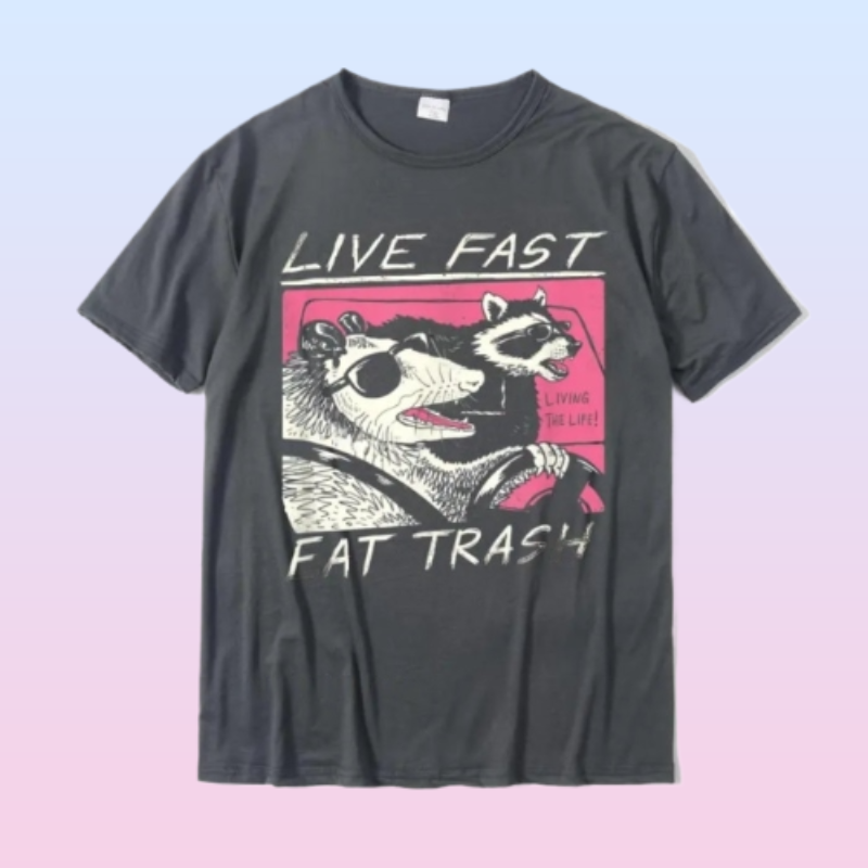 "Live Fast! Eat Trash!" Graphic T-Shirt With Soft Cotton Blend