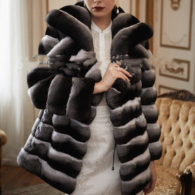 Whisper Of Luxury: Mid-Length Fur Coat For Effortless Elegance