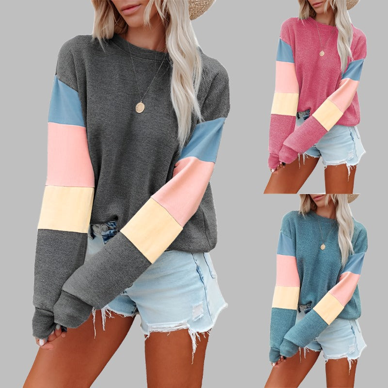 Soft & Stylish: Women's Long Sleeve Spliced T-Shirt