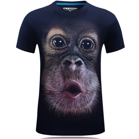 Uncage The Wild Side: 3D Monkey-Face T-Shirt