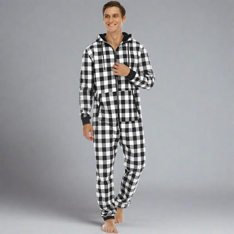 Chill Like A Lumberjack: Flannel Check Hooded Onesie