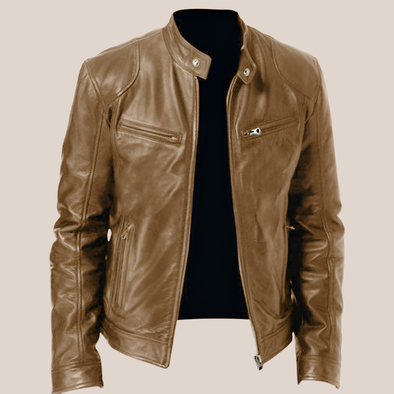 City-Slicker Style: Warm Leather Jacket With Edgy Details