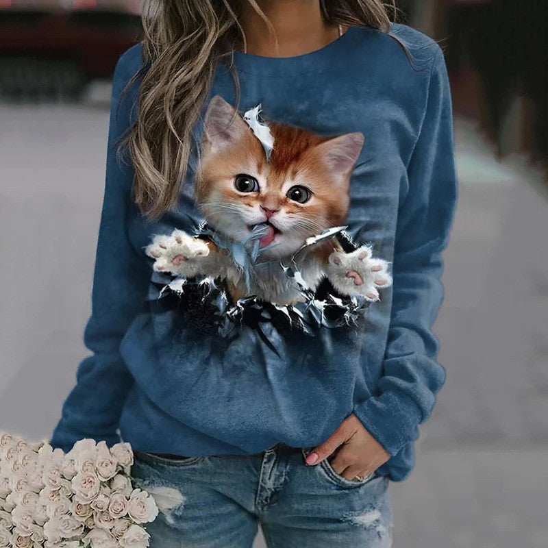 Cuddle Up Cute: 3D Kitten & Puppy Women's Sweater