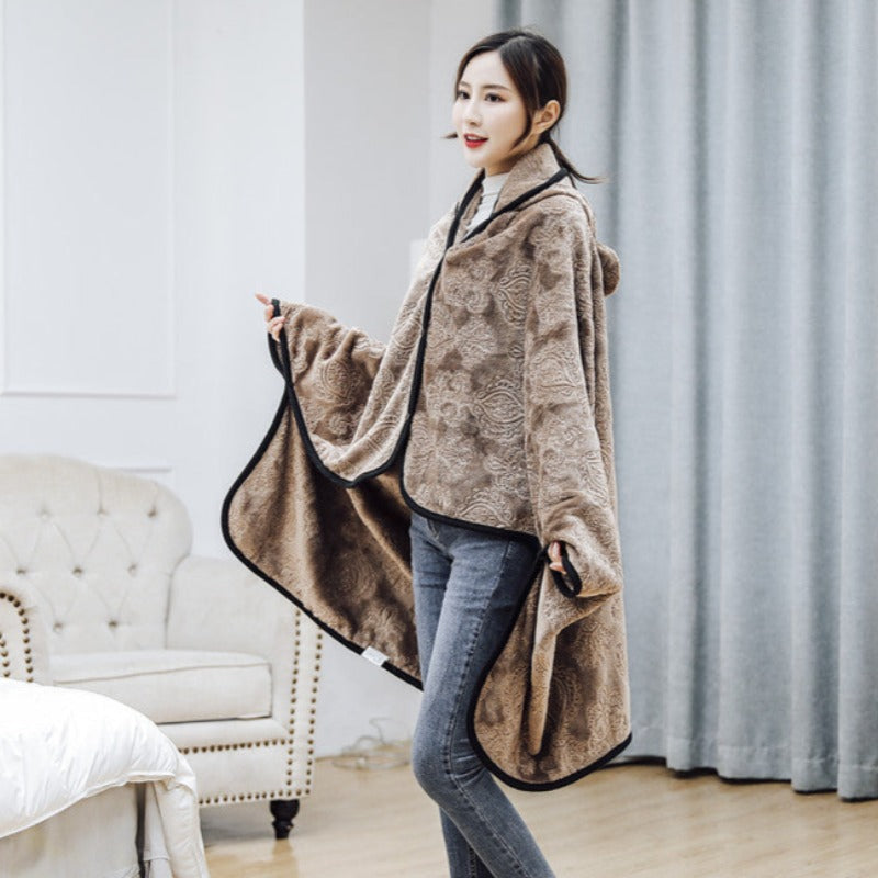 Cozy Comfort On the Go: The Oversized Flannel Wearable Blanket Shawl