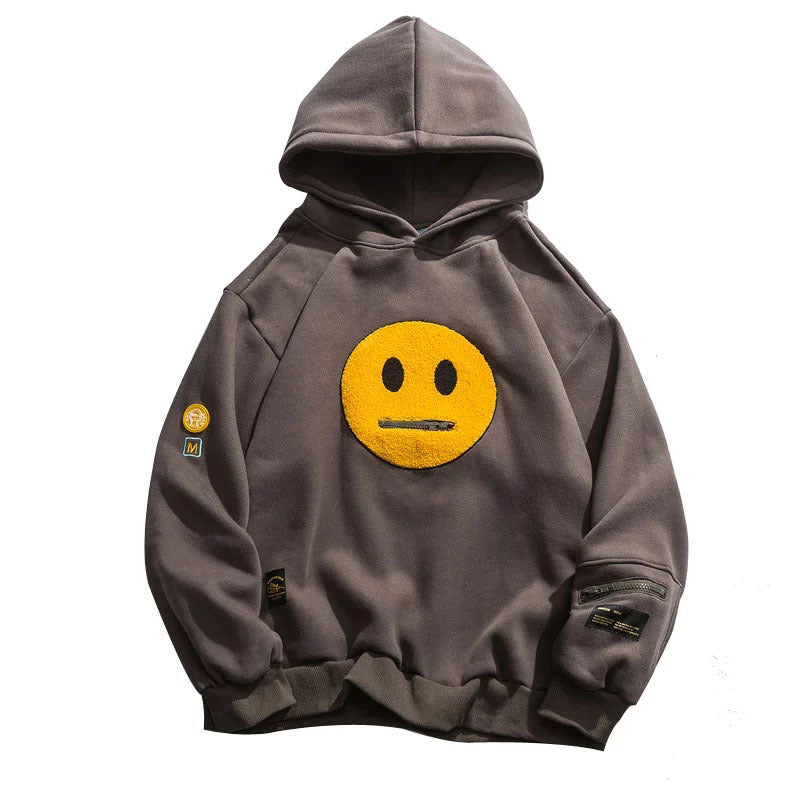 Smiley Face Patchwork Fleece Hoodie :)