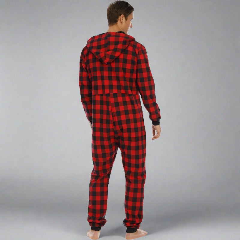 Chill Like A Lumberjack: Flannel Check Hooded Onesie