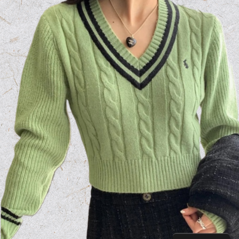 Own the Y2K Look: V-Neck Cropped Knit Sweater