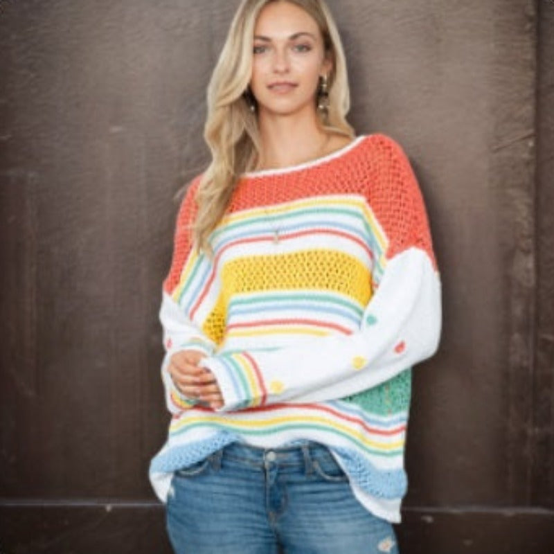 Eye-Catching Stripes: Cozy Puff Sleeve Sweater