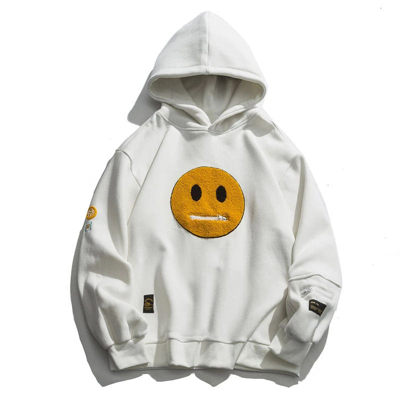 Smiley Face Patchwork Fleece Hoodie :)