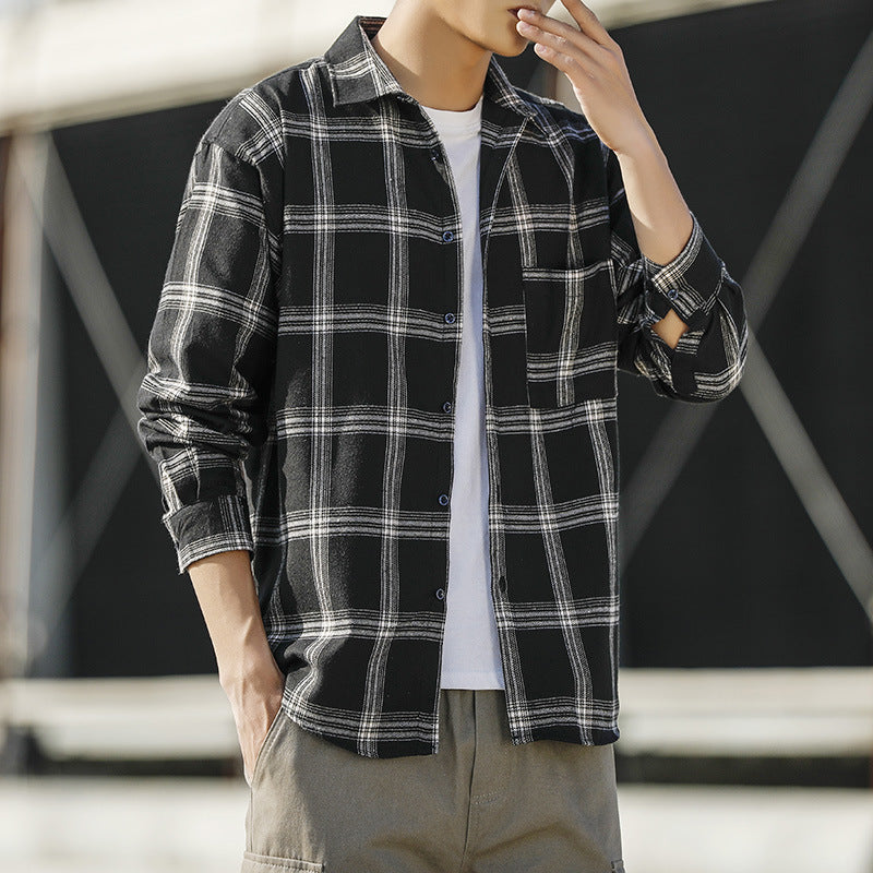 Effortless Style: Own The Plaid Trend In Black, Gray, Or Navy Shirt