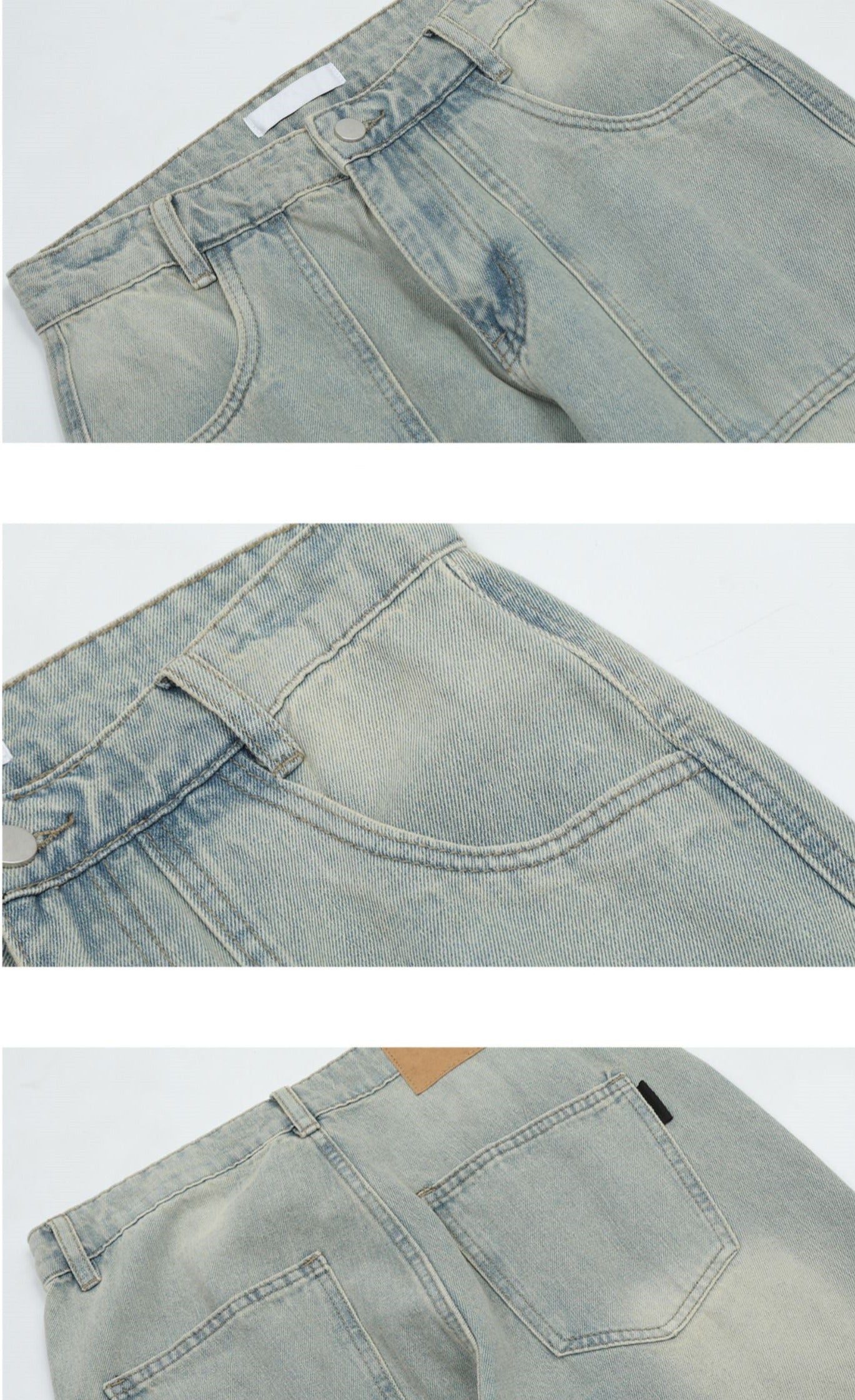 Washed Micro Elastic Cargo Jeans With Zipper Design