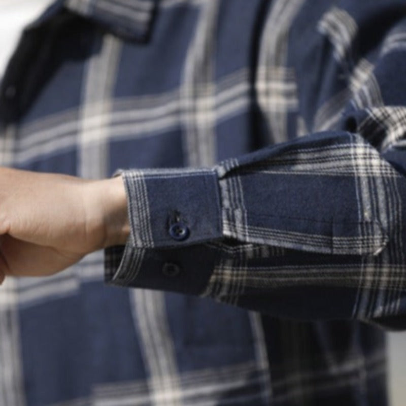 Effortless Style: Own The Plaid Trend In Black, Gray, Or Navy Shirt