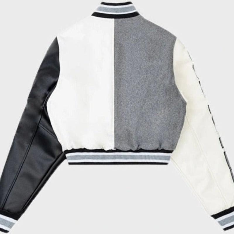 Y2K Baseball Cropped Jacket With Color-Block Splicing