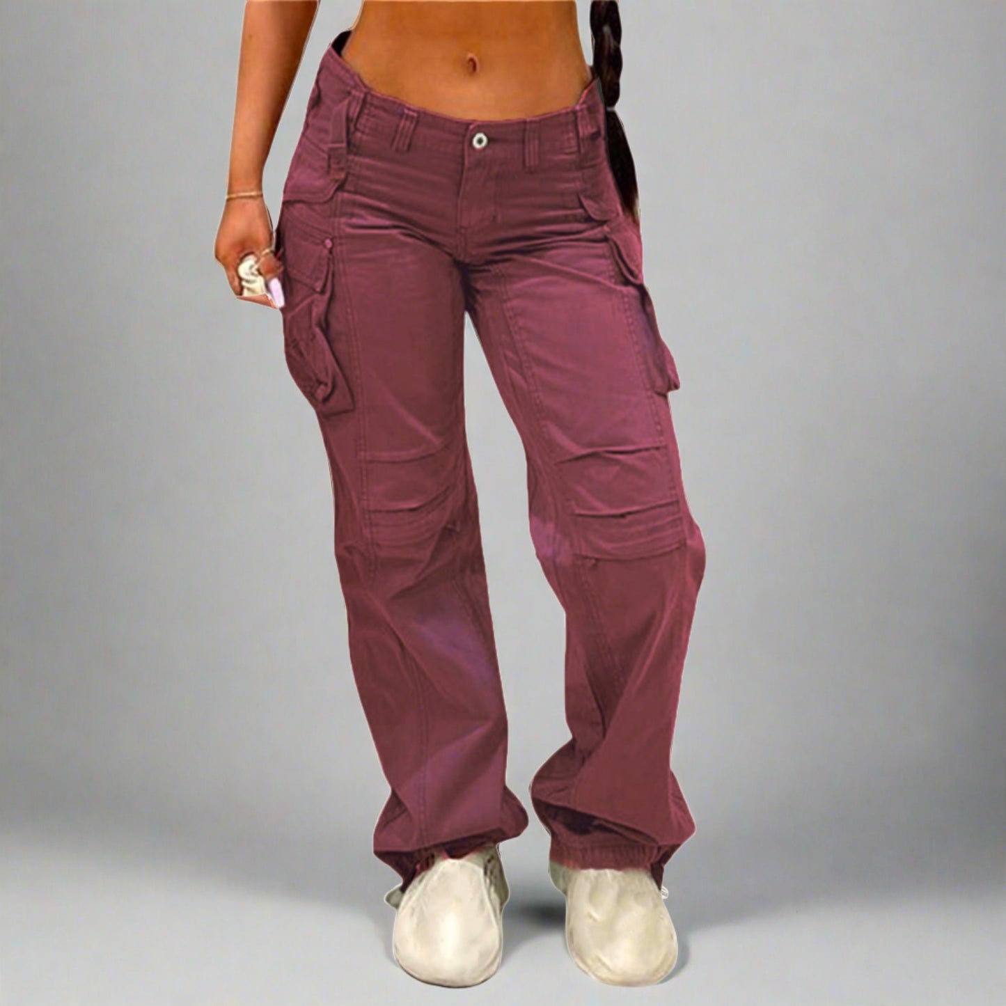 Everyday Versatility: Mid-Rise Women's Cargo Pants With Relaxed Fit