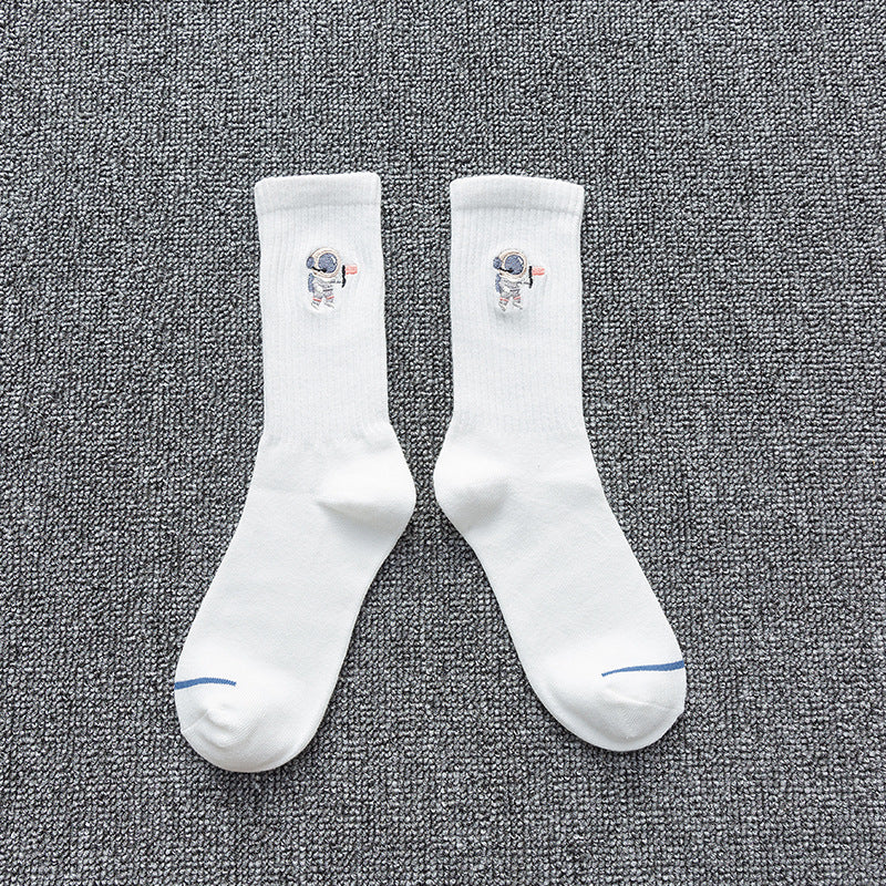 Embroidered Cotton Astronaut Socks