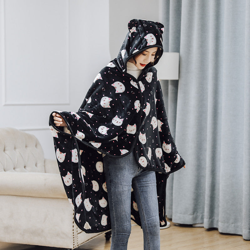 Cozy Comfort On the Go: The Oversized Flannel Wearable Blanket Shawl