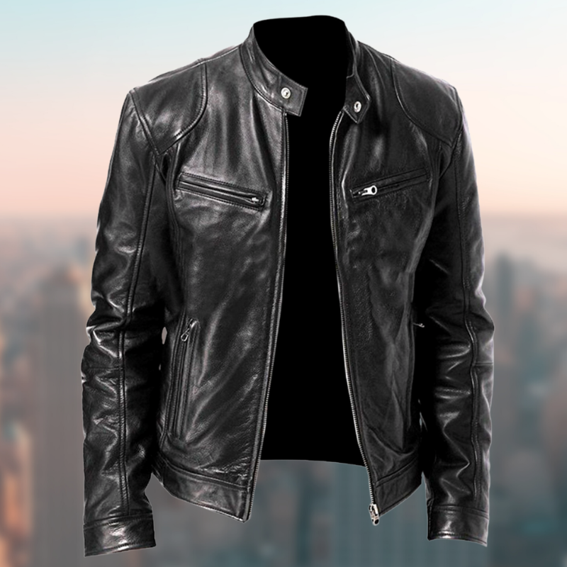 City-Slicker Style: Warm Leather Jacket With Edgy Details