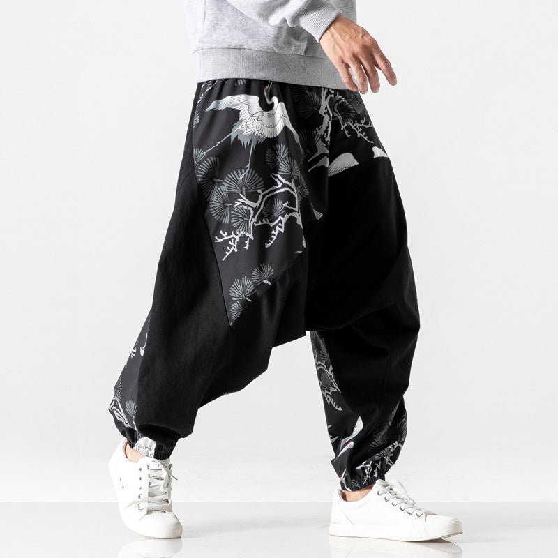 Eastern Elegance: Chinese-Style Patchwork Pants