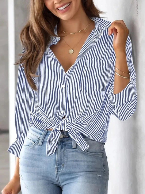 Wardrobe Must-Have: Striped Long Sleeve Shirt For Women