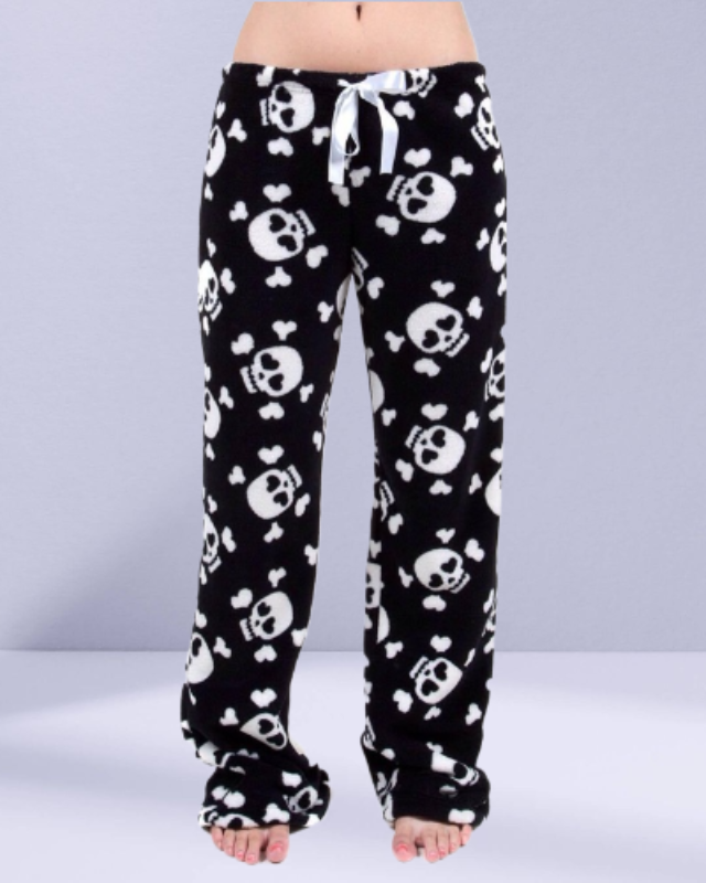 Spooky Comfort: Skulls Print Cozy Pajama Pants