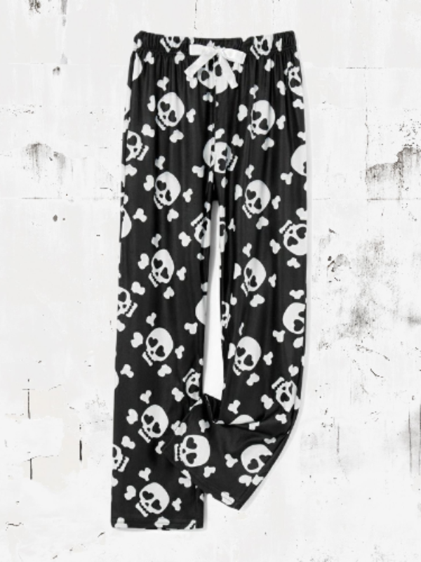 Spooky Comfort: Skulls Print Cozy Pajama Pants