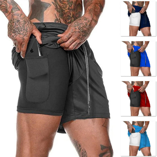 Black shorts with multiple color options displayed on a person with tattoos.
