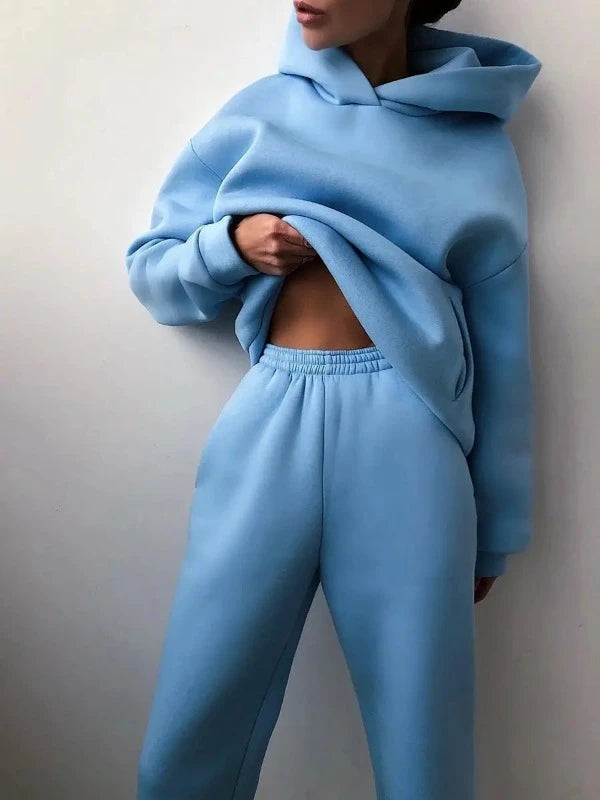 Hype Cozy Set: Your All-in-One Thickened Hoodie & Sweatpants Loungewear