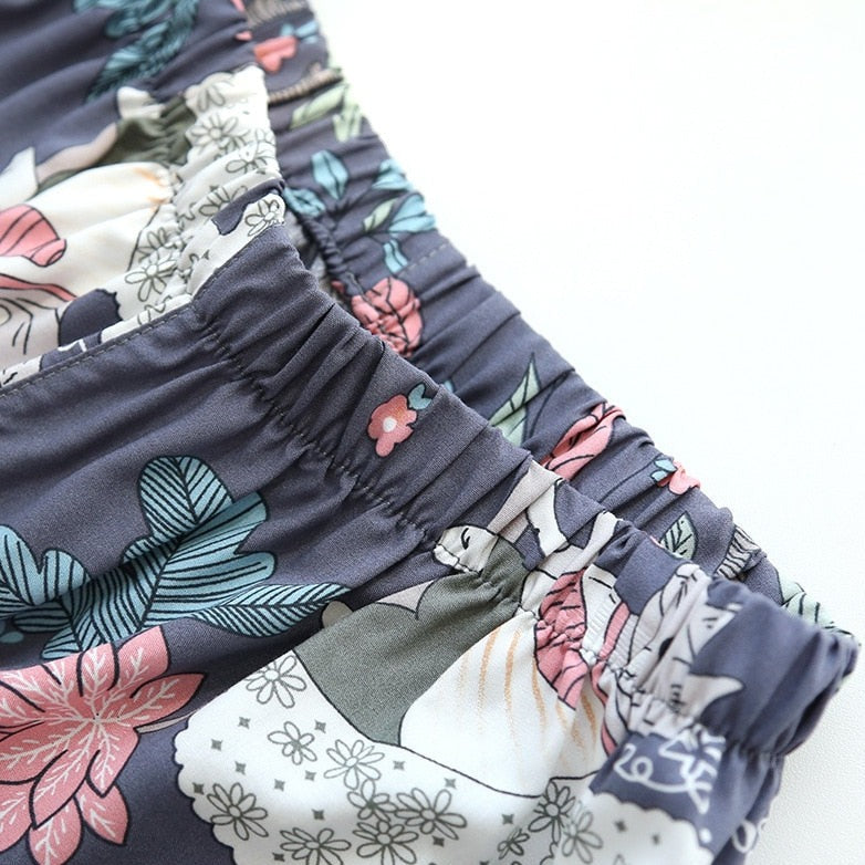 Summer Printed PJs Set: Short-Sleeved Top & Shorts