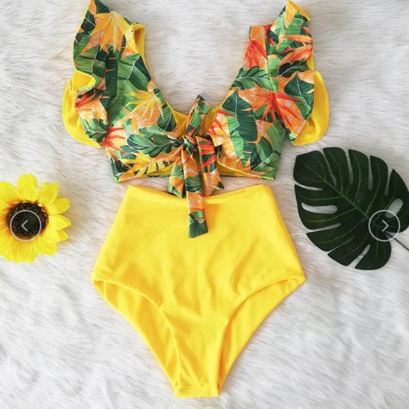 High Waist Ruffle Bikini Set